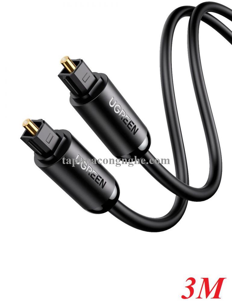 Ugreen 70893 3M cáp quang Toslink Optical đầu mạ vàng 24k âm thanh 7.1 màu đen AV122 30070893